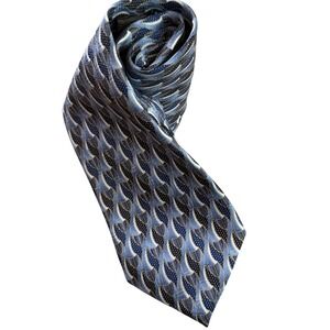 Raffaello Silk Hand Made Mens Blue Geometric Pattern Neck Tie Office Workwear